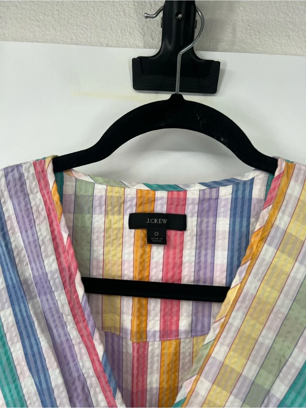 J. Crew Faux-Wrap Midi Dress in Rainbow Gingham